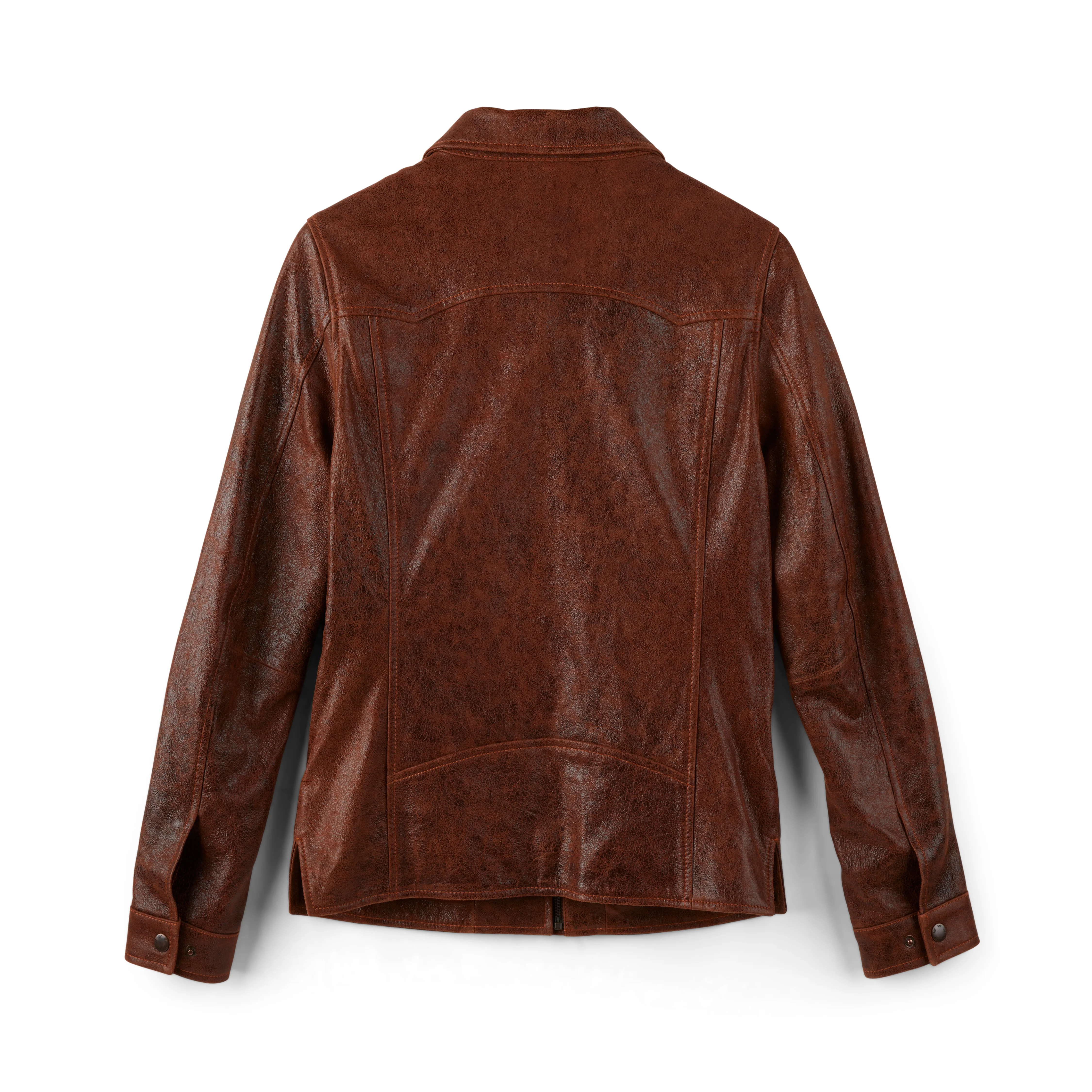 Women's Distressed Zip Leather Jacket - Image 2
