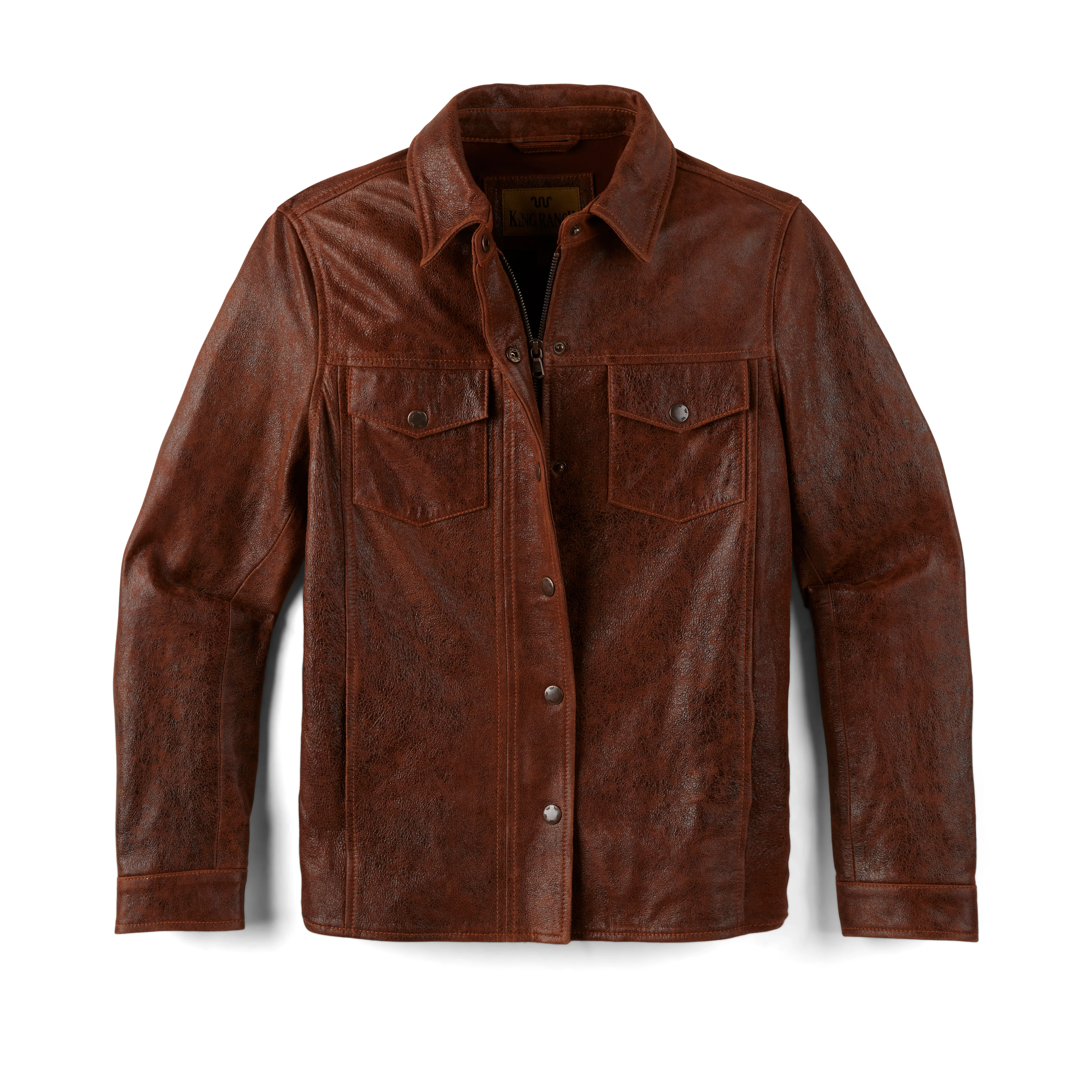 Women's Distressed Zip Leather Jacket - Image 3