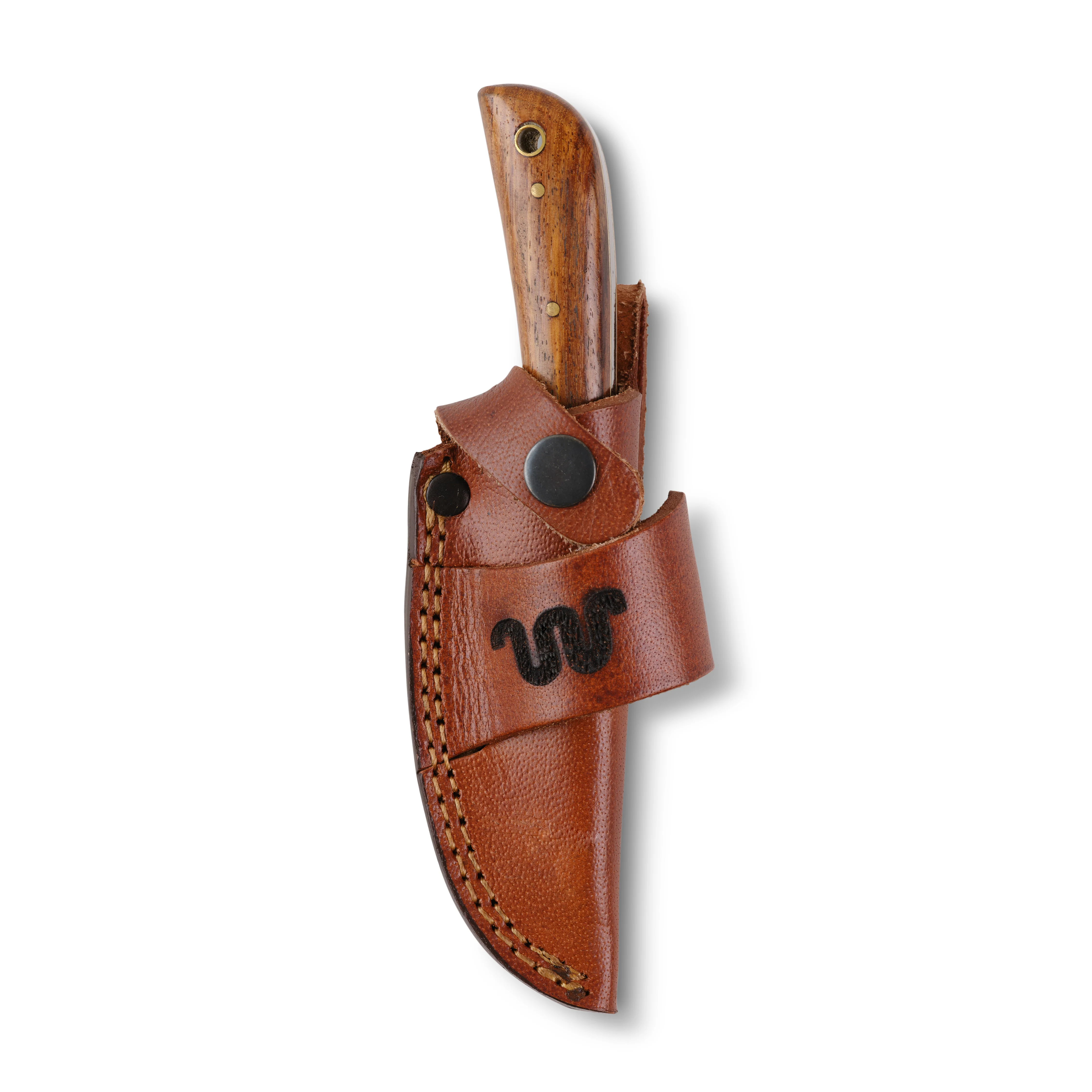King Ranch Mesquite Damascus Hunter Fixed Blade - Image 4