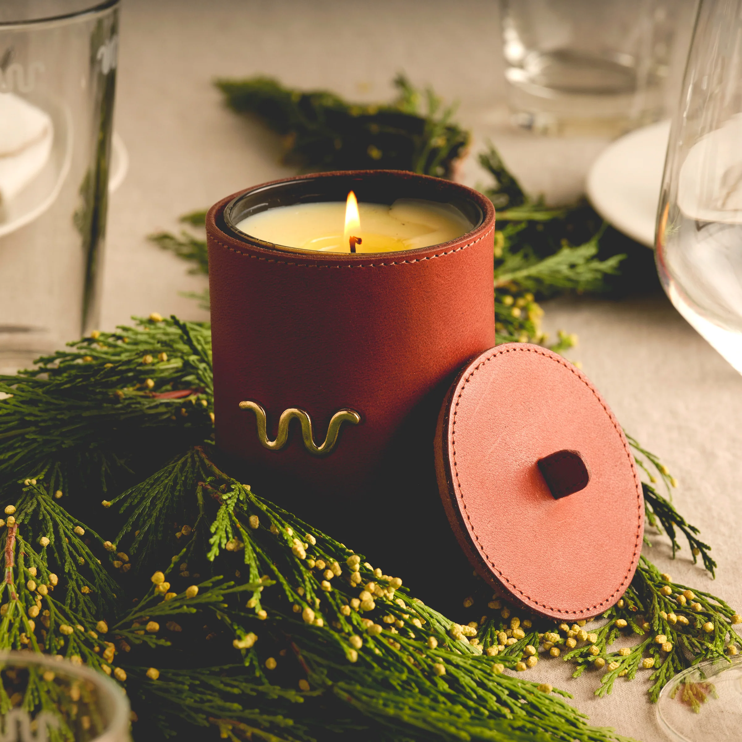 Leather Wrapped Candle - Image 2