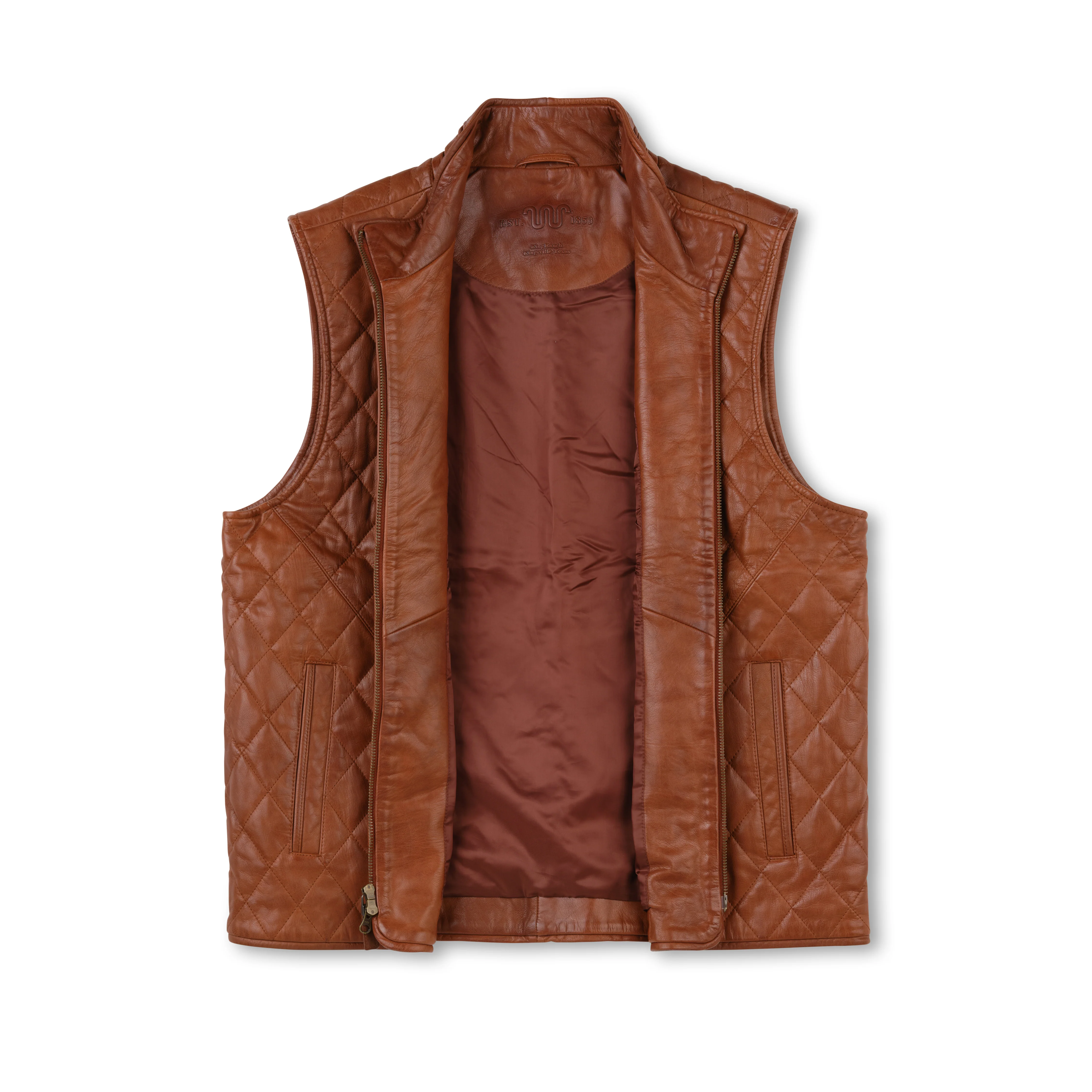 Men's Leather Quilted Ranch Vest - Image 2