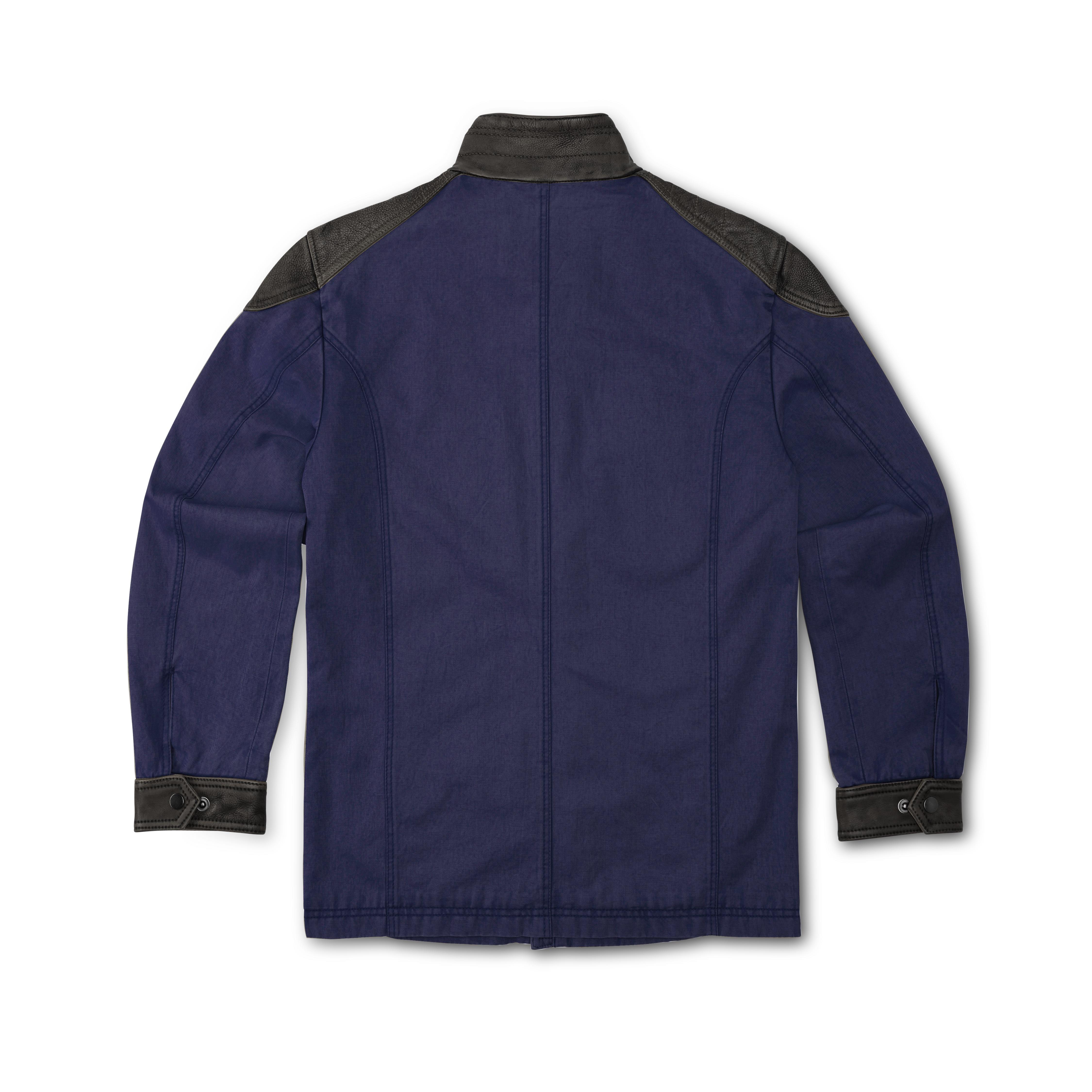 Men's Navy Canvas & Leather Jacket - Image 2