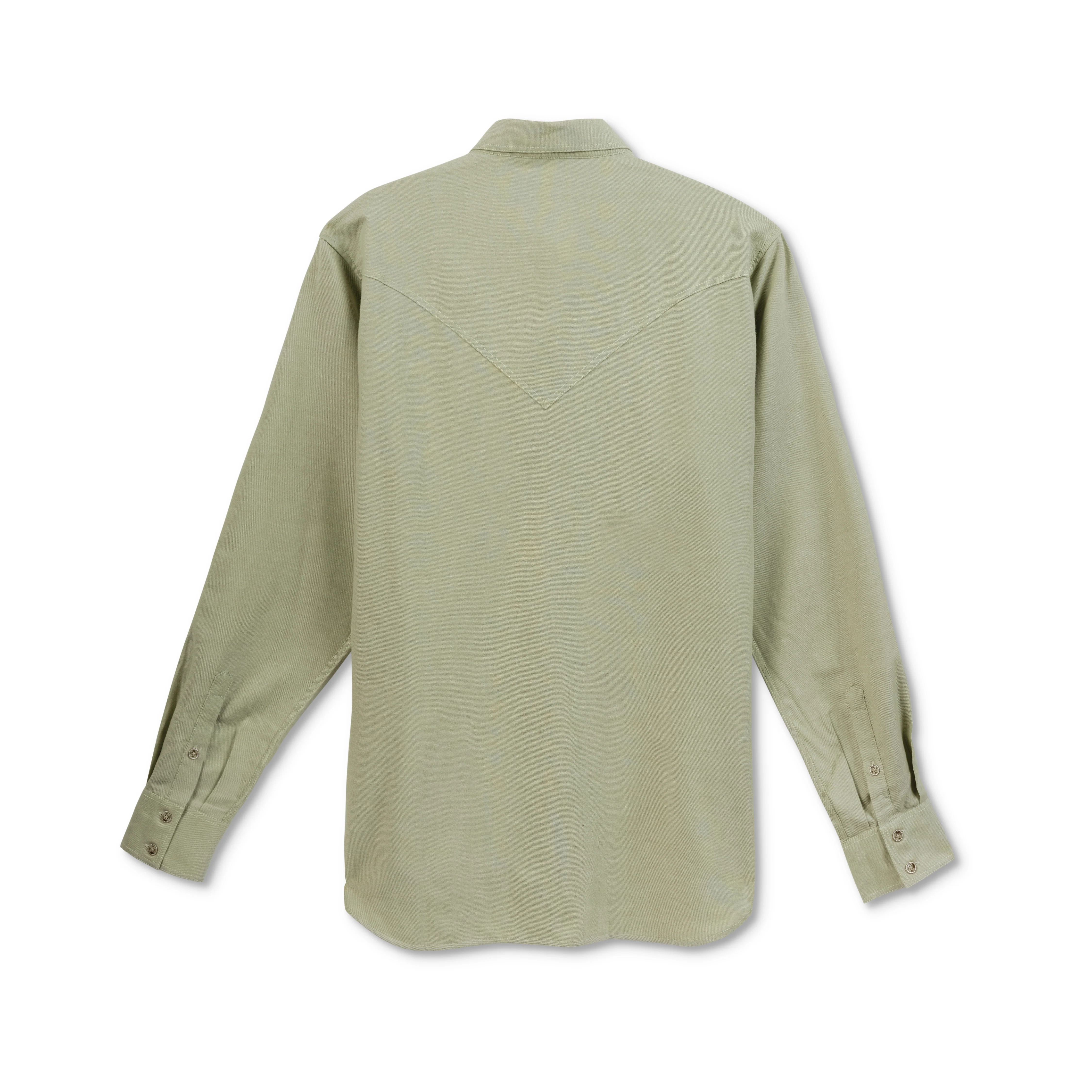 Men's Olive Faded Solid Western Collar Shirt - Image 2