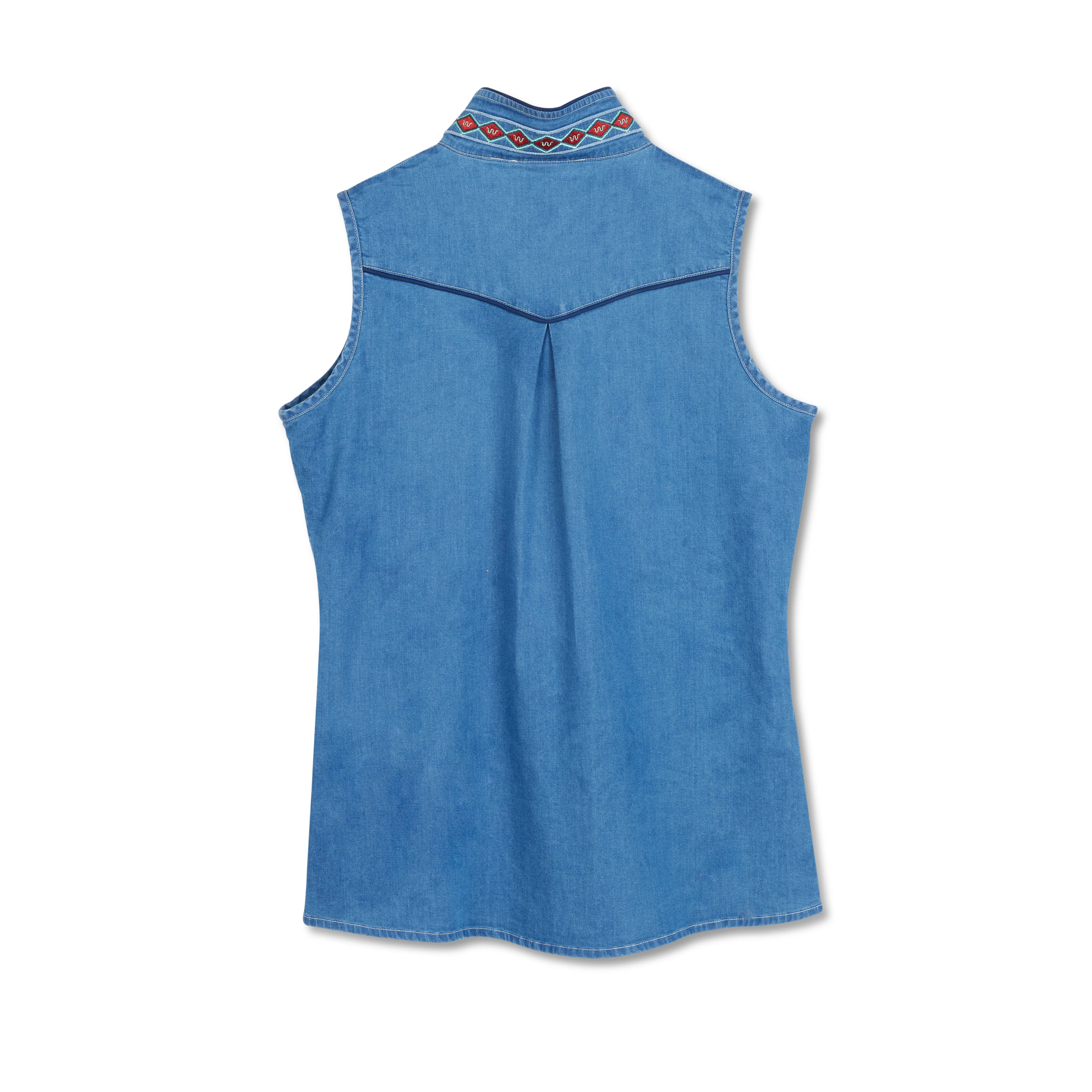 Women's Sleeveless Embellished Collar Button Down - Image 2